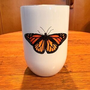 Monarch Butterfly Design White Short Tumblr